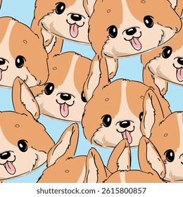 seamless pattern with hand drawn cute corgi dog print background vector 