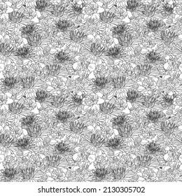 Seamless pattern with hand drawn dahlia flowers. floral botanical seamless pattern background suitable for fashion prints, graphics, backgrounds and crafts