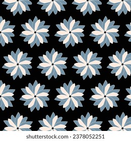 Seamless pattern with hand drawn dahlia flowers.