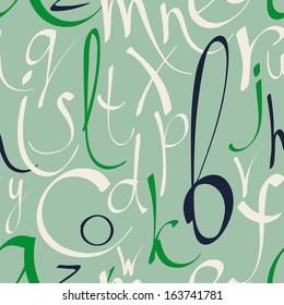 Seamless pattern with hand drawn decorative letters. Vector illustration. Can be used for textile, website background, book cover, packaging, greeting cards 