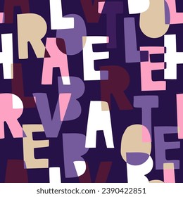 Seamless pattern with hand drawn decorative letters. Vector illustration. Can be used for clothes, textile, website background, book cover, packaging, greeting cards.