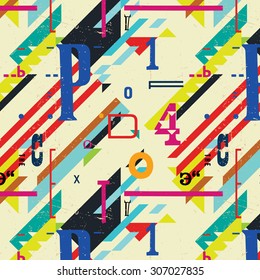Seamless pattern with hand drawn decorative letters. Vector illustration. Can be used for textile, website background, book cover, packaging, greeting cards.