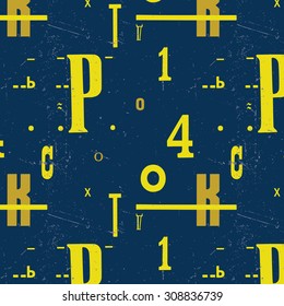 Seamless pattern with hand drawn decorative letters. Vector illustration. Can be used for textile, website background, book cover, packaging, greeting cards.