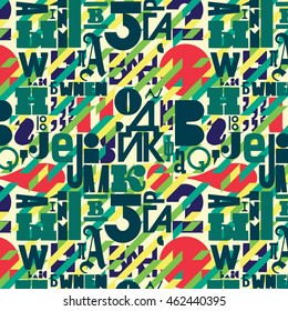 Seamless pattern with hand drawn decorative letters. Vector illustration. Can be used for textile, website background, book cover, packaging, greeting cards.