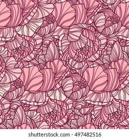 Seamless pattern with hand drawn decorative peony, design elements. Floral pattern for wedding invitations, greeting cards, scrapbooking, print, gift wrap, manufacturing, fabric.
