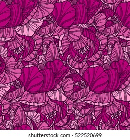 Seamless pattern with hand drawn decorative peony, design elements. Floral pattern for wedding invitations, greeting cards, scrapbooking, print, gift wrap, manufacturing, fabric.