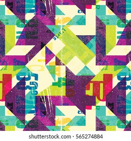 Seamless pattern with hand drawn decorative letters. Vector illustration. Can be used for textile, website background, book cover, packaging, greeting cards.