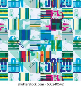 Seamless pattern with hand drawn decorative letters. Vector illustration. Can be used for textile, website background, book cover, packaging, greeting cards.