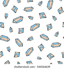 Seamless pattern with hand drawn diamond crystals.