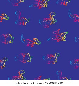 Seamless pattern of hand drawn dinosaur.