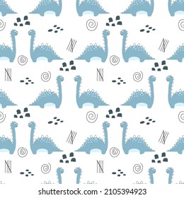 Patrón sin foco con Dinosaurio dibujado a mano. Antecedentes para textiles, papel envolvente, modas, ilustraciones.