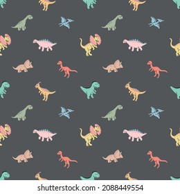 Seamless pattern with hand drawn dinosaurs in scandinavian style. Creative vector trendy childish background for fabric, textile