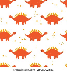 Seamless pattern with hand drawn dinosaurs. Trendy vector baby texture for fabric, textile, wallpaper, apparel, wrapping