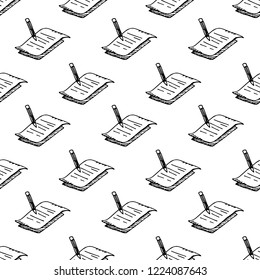 Seamless pattern hand drawn document. Doodle black sketch. Sign symbol. Decoration element. Isolated on white background. Flat design. Vector illustration.