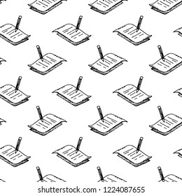 Seamless pattern hand drawn document. Doodle black sketch. Sign symbol. Decoration element. Isolated on white background. Flat design. Vector illustration.