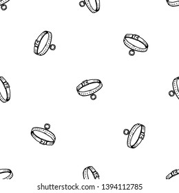 Seamless pattern Hand Drawn dog collar doodle. Sketch style icon. Decoration element. Isolated on white background. Flat design. Vector illustration.