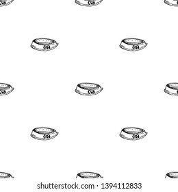 Seamless pattern Hand Drawn dog bowl for feed doodle. Sketch style icon. Decoration element. Isolated on white background. Flat design. Vector illustration.