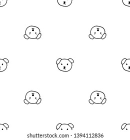 Seamless pattern Hand Drawn dog face doodle. Sketch style icon. Decoration element. Isolated on white background. Flat design. Vector illustration.