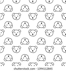 Seamless pattern Hand Drawn dog face doodle. Sketch style icon. Decoration element. Isolated on white background. Flat design. Vector illustration.