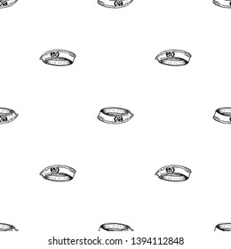 Seamless pattern Hand Drawn dog bowl for feed doodle. Sketch style icon. Decoration element. Isolated on white background. Flat design. Vector illustration.