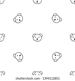 Seamless pattern Hand Drawn dog face doodle. Sketch style icon. Decoration element. Isolated on white background. Flat design. Vector illustration.