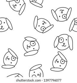 seamless pattern with hand drawn dogs and hearts - Vector 