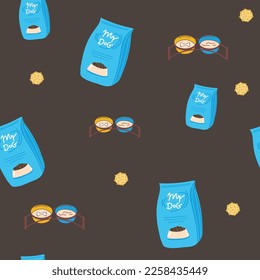 Seamless pattern with hand drawn dogs items. Animals pattern. Dogs background. Good for printing on textiles, wrapping paper, wallpapers