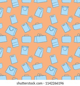 Seamless pattern hand drawn doodle Baggage icons set. Vector illustration. Different types of baggage LargeHand luggage Sketch cartoon style