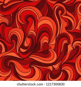 Seamless pattern with hand drawn doodle waves. Repeating abstract modern colorful background. Vector illustration.