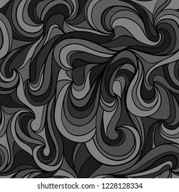 Seamless pattern with hand drawn doodle waves. Abstract modern endless monochrome texture background. Vector illustration.