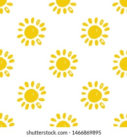 Seamless pattern with hand drawn doodle suns.