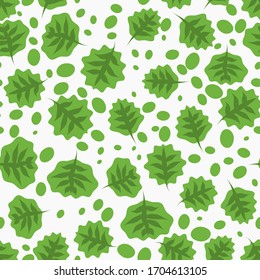 Seamless pattern with hand drawn doodle leaves. Floral vector background.