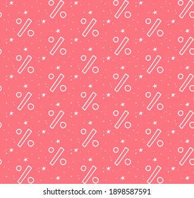 Seamless pattern hand drawn doodle percent signs and stars. Vector sketched repeating background of isolated per cent mark icons for sale or discount banners