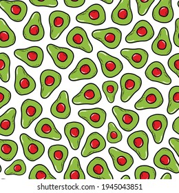 seamless pattern with hand drawn doodle avocados on white background. Good for healthy food theme. Wrapping paper, packaging, textile print, scrapbooking, stationary, etc. EPS 10