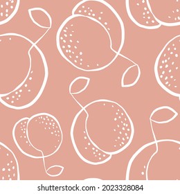 Seamless pattern with a hand drawn doodle peach