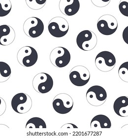 seamless pattern of hand drawn doodle sketch Yin Yang symbol