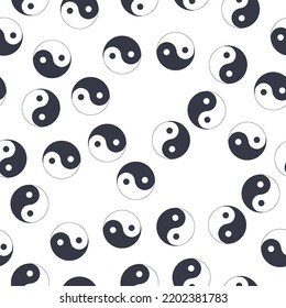 seamless pattern of hand drawn doodle sketch Yin Yang symbol