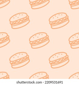 Seamless pattern of hand drawn or doodle style cheeseburger icons