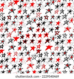 Seamless pattern with hand drawn doodle stars