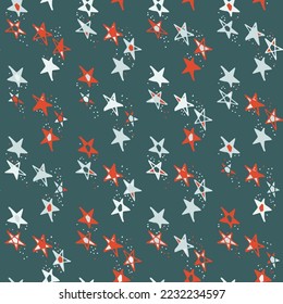 Seamless pattern with hand drawn doodle stars