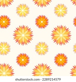 Seamless pattern of hand drawn doodle Dalia flowers on isolated background. Design for springtime, Mother’s day, Easter celebration, scrapbooking, nursery decor, home decor, paper crafts.