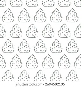 Modelo inconsútil con los arbustos dibujados a mano del doodle. Repitiendo el diseño de contorno de arbusto verde simple. Perfecto para embalaje ecológico, Fondo de pantalla o impresión de tela.