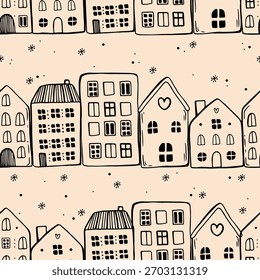 Padrão contínuo com ilustração de vetor de doodle desenhado à mão