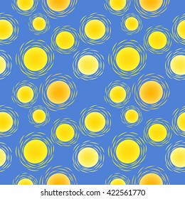 Seamless pattern with hand drawn doodle suns. vector illustration