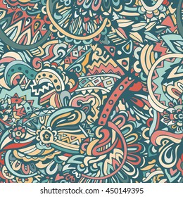 Seamless Pattern Hand Drawn Doodle Geometric Stock Vector (Royalty Free ...