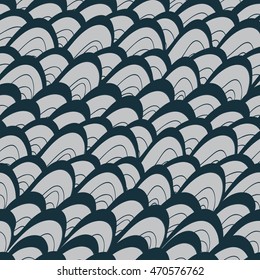 Seamless pattern. Hand drawn doodle vector background. Wavy modern backdrop.