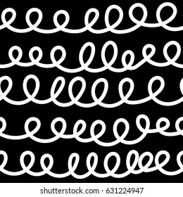 Seamless pattern, hand drawn doodle loop. Scribble black and white background. Vector illustration