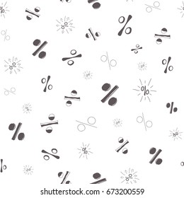 Seamless pattern hand drawn doodle percent signs. Vector sketched repeating background of isolated cartoon per cent mark icons for sale or discount banners.