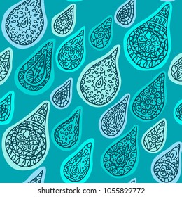 Seamless pattern with hand drawn drops, vector illustration. Endless texture for wallpaper, fill, web page background, surface texture.