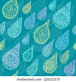 Seamless pattern with hand drawn drops, vector illustration